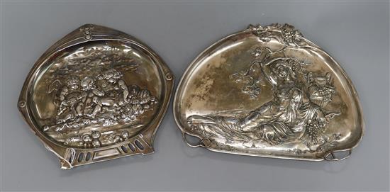 A WMF secessionist style plaque of putti and a classical figural plaque of a seated lady